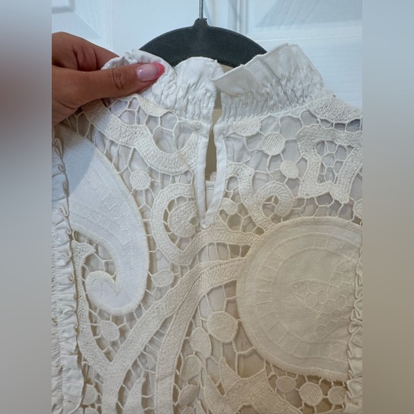 K1. See by Chloe White Ruffle Smocked Lace Dress Paisley Ruffle - Picture 11 of 11